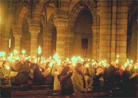 Gap, Pâques 2007, messe de la veillée pascale, catholiques et protestants rassemblés dans la cathédrale