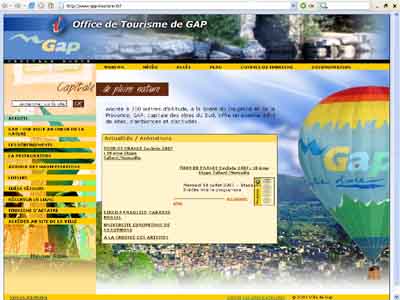 Portail web de l'Office de Tourisme de Gap (Hautes-Alpes, France)