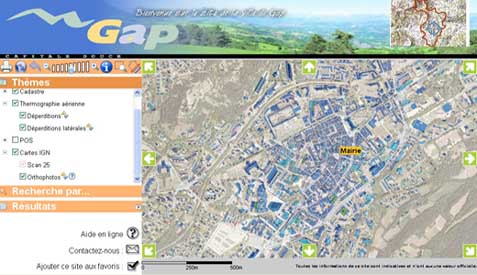 Exemple d'écran du SIG de la mairie de Gap