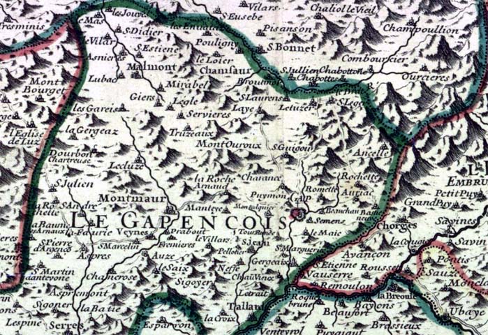 Gap, Gapençais, Champsaur (carte Jaillaud 1728)