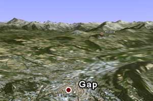 Vue du Gapenais par Google Earth, images 2007